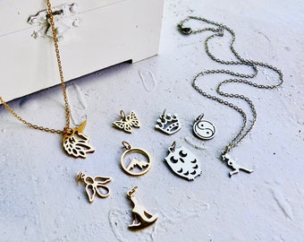 Custom Charm Necklace: Stainless Steel or Gold-Coated, Design Your Own