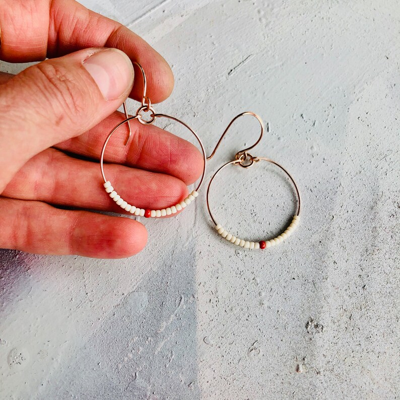 Hoop Earrings Beaded Hoop Earrings Dangle Hoop Earrings Etsy