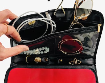 Hanging Trifold Jewelry Organizer: Travel Jewelry Storage Bag
