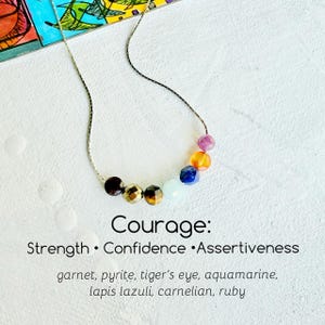 Sliding Gemstone Necklace with Courage, Strength, Confidence, Assertive Energy Cluster