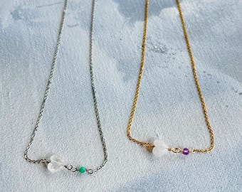 Faceted Crystal Heart Necklace: Gemstone Accent, Dainty Chain