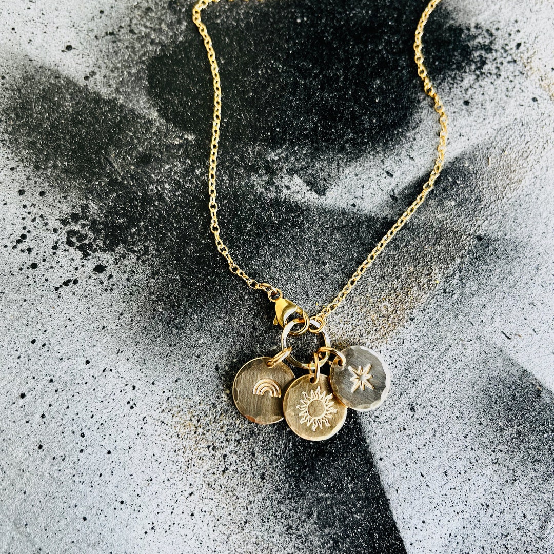 Custom Multiple Charm Necklace With Ring, Customizable Charm Necklace