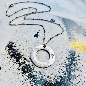 Custom Medical Alert Necklace: Stainless Steel Open Circle Charm