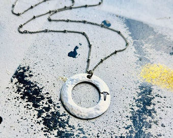 Custom Medical Alert Necklace: Stainless Steel Open Circle Charm