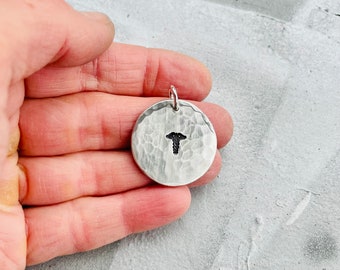 Round Medical ID Charm, Round Medical Alert Charm, Large Medical Alert Pendant