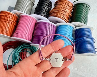 Custom Medical Alert Bracelet: Detachable Stainless Steel Hexagon Charm, Leather Cord, Color Options
