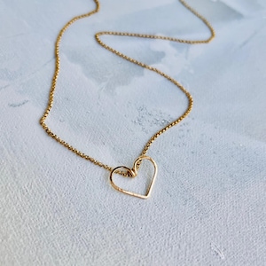 Hammered Open Heart Necklace: Sterling Silver or Gold Filled
