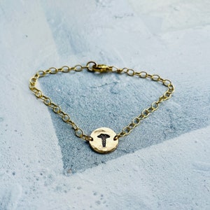 Hand Stamped Medical Alert Bracelet: 14k Gold Filled, Sterling Silver or Stainless Steel Charm