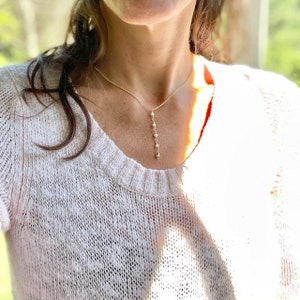 Tiny Pearl Drop Necklace, Pearl Link Drop Necklace