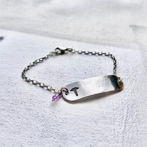 Medical Alert Bracelet with Rounded Bar and Birthstone, Medical ID Bar Bracelet, Custom Medical Bracelet, Stainless Steel Medical Bracelet