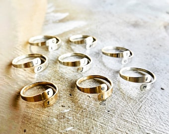 Custom Initial Wrap Ring: Sterling Silver or Gold Filled, Personalized Ring
