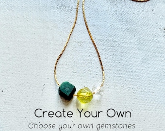 Create Your Own Sliding Gemstone Necklace, Energy Cluster Necklace, Birthstone