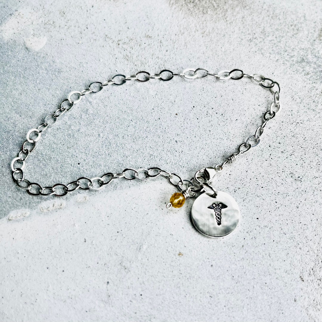 Medical ID Bracelet, Medical Alert Bracelet, Charm Bracelet, Silver