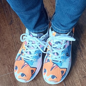 Cats Athletic Shoes: Cat Lover Sneakers, Flower Tennis Shoes