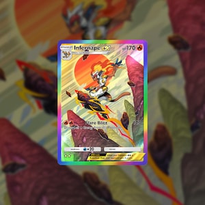 Custom Infernape EX Immersive Full Art Karte - Space-Time Smackdown Erweiterung | Physische Pokémon TKG Pocket Holofoil Kunst für Sammler, Geschenk