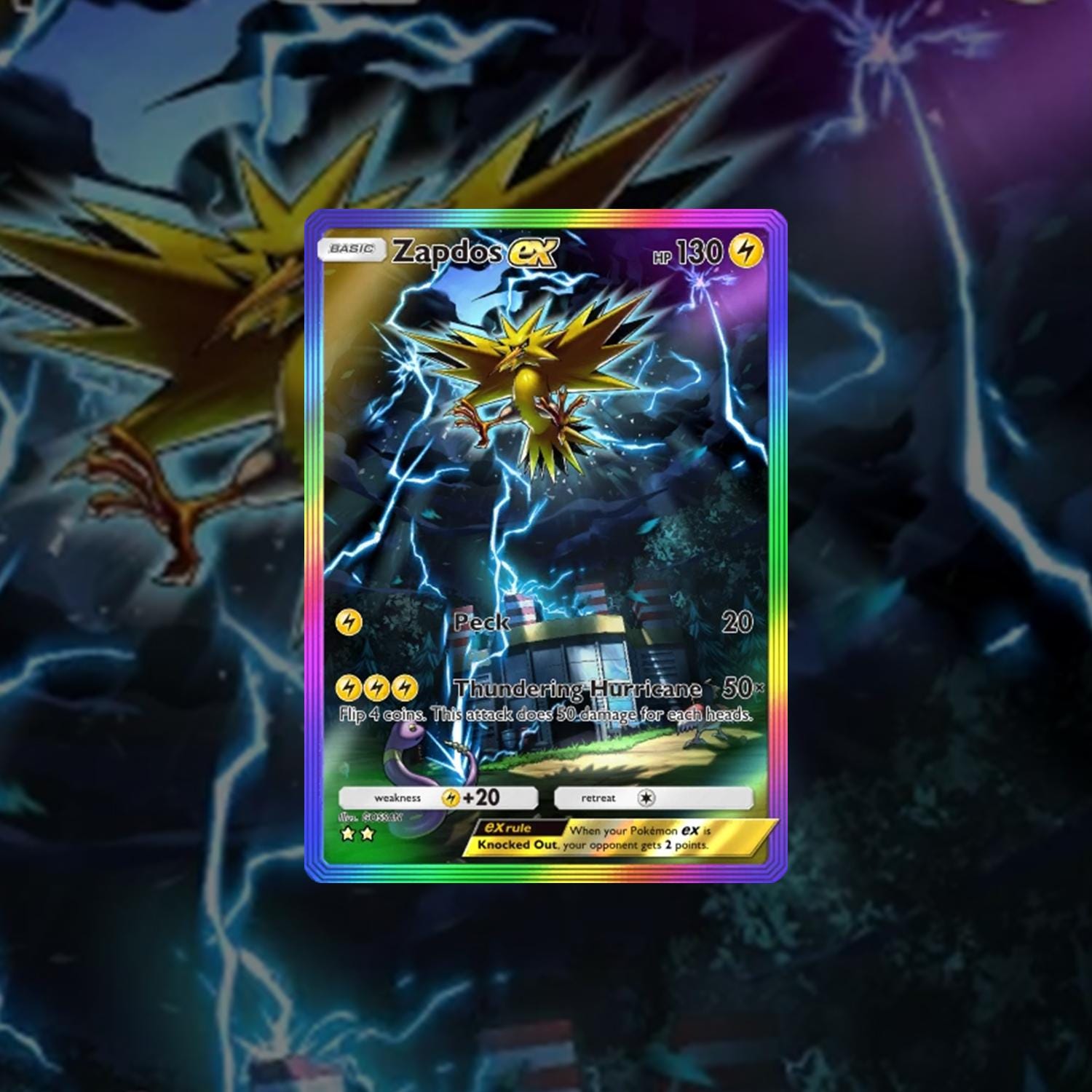 Custom Zapdos Ex Secret Illustration Rainbow Rare - Full Art