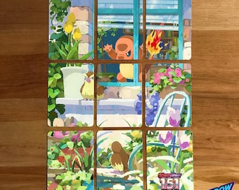 Full Art Binder Page – Custom Extended Artwork Card Display | 9, 12, or 16-Card Puzzle Set for Pokémon TCG Michi Method Binders