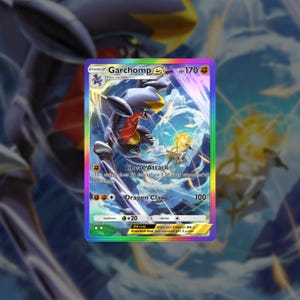 Custom Garchomp EX Rainbow Foil Card – Fan Art TCG Collectible