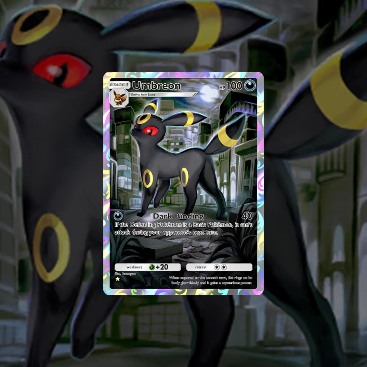 Holographic Umbreon Full Art Card: Eevee Grove Fan-made TCG - Etsy Israel Holographic Umbreon Full Art Card: Eevee Grove Fan-made TCG - Etsy Israel