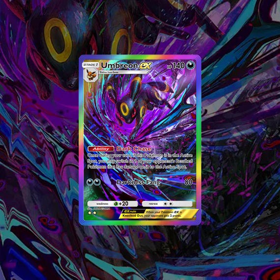 Umbreon EX Proxy Card | Rainbow Holofoil, Fan-made Art - Etsy Israel