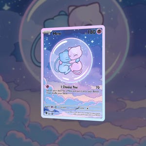 Custom Mew Romantic Gift for Couples Pokémon Card - "I Choose You" | Unique TCG Pocket Shiny Holofoil Art for Collectors, Him, Her, Kids