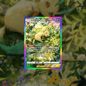 Custom Leafeon EX Rainbow Rare Full Art Card - Triumphant Light Expansion | Fysieke Pokémon TCG Pocket Holofoil Art voor verzamelaars, cadeaus