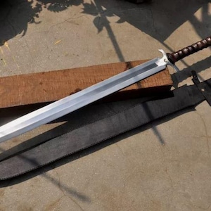 Custom Handmade Carbon Steel 32-inch Tactical Machete Sword | Hunting Sword Camping Sword