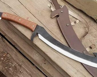 Espada Khopesh hecha a mano - Espada de acero de alto carbono de 27" con empuñadura de cuero