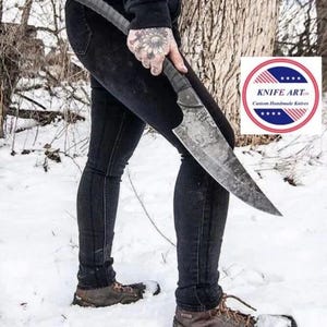 Custom Handmade Carbon Steel Blade Tactical Machete Sword | Hunting Sword for Outdoors/Camping