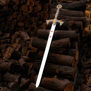 Reich verziertes Langschwert des Knights | Handgefertigtes zeremonielles Stahlschwert in voller Länge mit Lederscheide ideal für Geschenke oder Sammler