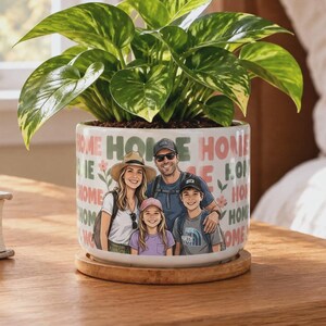 Vaso da fiori personalizzato con foto di famiglia, fioriera in ceramica personalizzata, regalo di compleanno per mamma e nonna, regalo di Natale per lei per dimostrare il suo affetto.