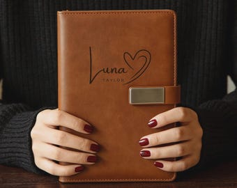 Custom Engraved Leather Journal, Leather Notebook Set With Pen, End Of Year Thank You Gift, Business Gift, Graduation Gifts, New Job Present