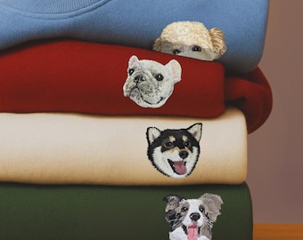 Pet Costume Embroidered Sweatshirt, Personalized Dog or Cat Portrait Sweater with Name, Pet Memorial Gift, Unique Pullover for Pet Lovers