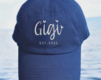 Personalized Gigi Embroidered Hat, Custom Mom Dad Hat with Est Year, Gift for New Mom Dad, Vintage Baseball Hat, Christmas Day Gift for Mom