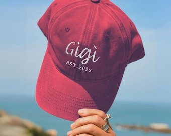 Custom Embroidered Grandma Hat, Personalized Mama Gigi Mommy Nana Hat with Date,Vintage Baseball Cap, Gift for New Mom, Dad, Grandma Grandpa