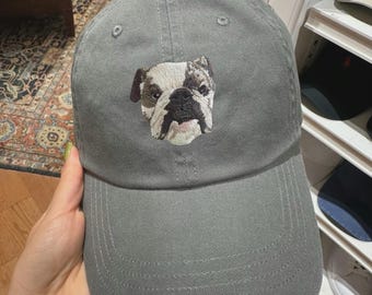 Embroidered Dog baseball hat Personalized Pet Portrait Vintage Hat Custom Dog Mom Hat Baseball Cap Pet Memorial Christmas Gift to Dog Lover
