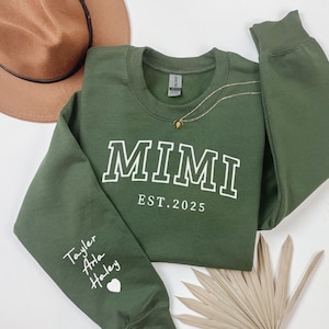 Grandma Christmas Embroidered Sweatshirt Gift, Custom Granny Hoodie with Grandkid Name, Nana Outfit, Gigi Mimi Clothing, Gift for Grandma