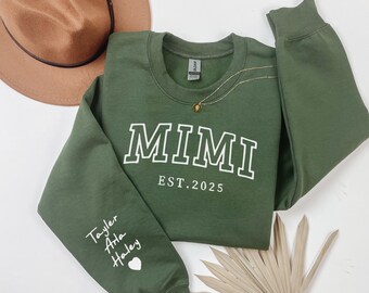 Grandma Christmas Embroidered Sweatshirt Gift, Custom Granny Hoodie with Grandkid Name, Nana Outfit, Gigi Mimi Clothing, Gift for Grandma