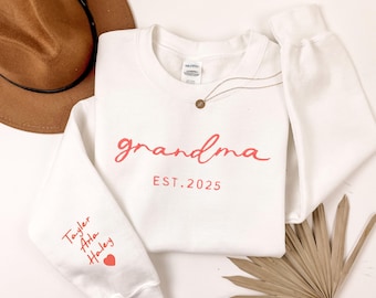 Custom Christmas Embroidered Sweatshirt Gift for Grandma, Embroidered Grandma Mimi Hoodie, Grandma Gift, Gramma Outfit, Gigi Mimi Clothing