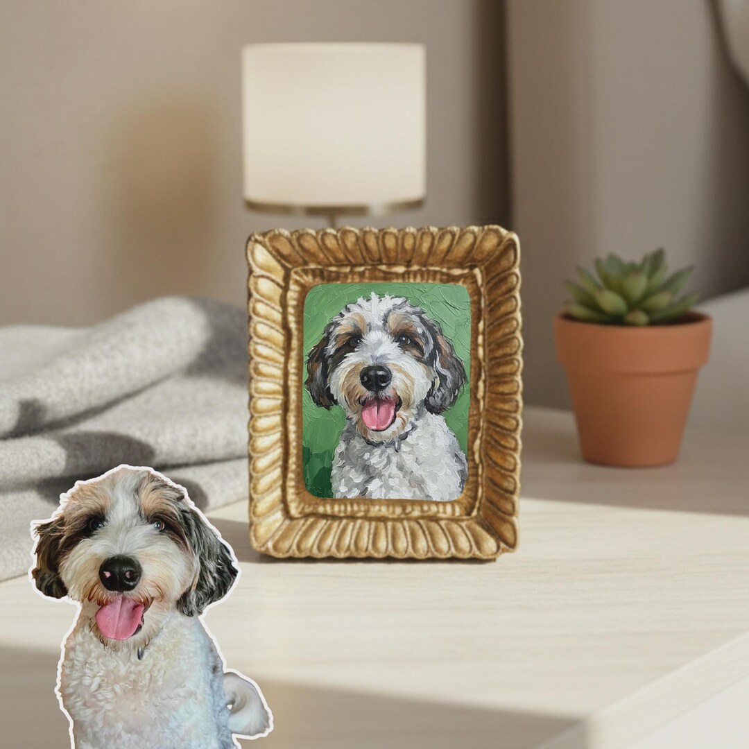 Hand-painted Custom Pet Portrait, Mini Christmas Dog & Cat Painting ...