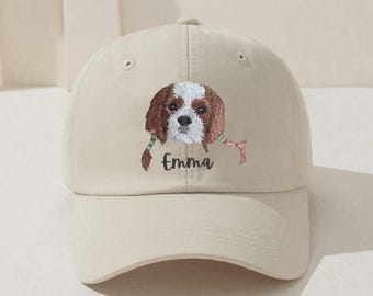 Embroidered Dog baseball hat Personalized Pet Portrait Vintage Hat Custom Dog Mom Hat Baseball Cap Pet Memorial Christmas Gift to Dog Lover