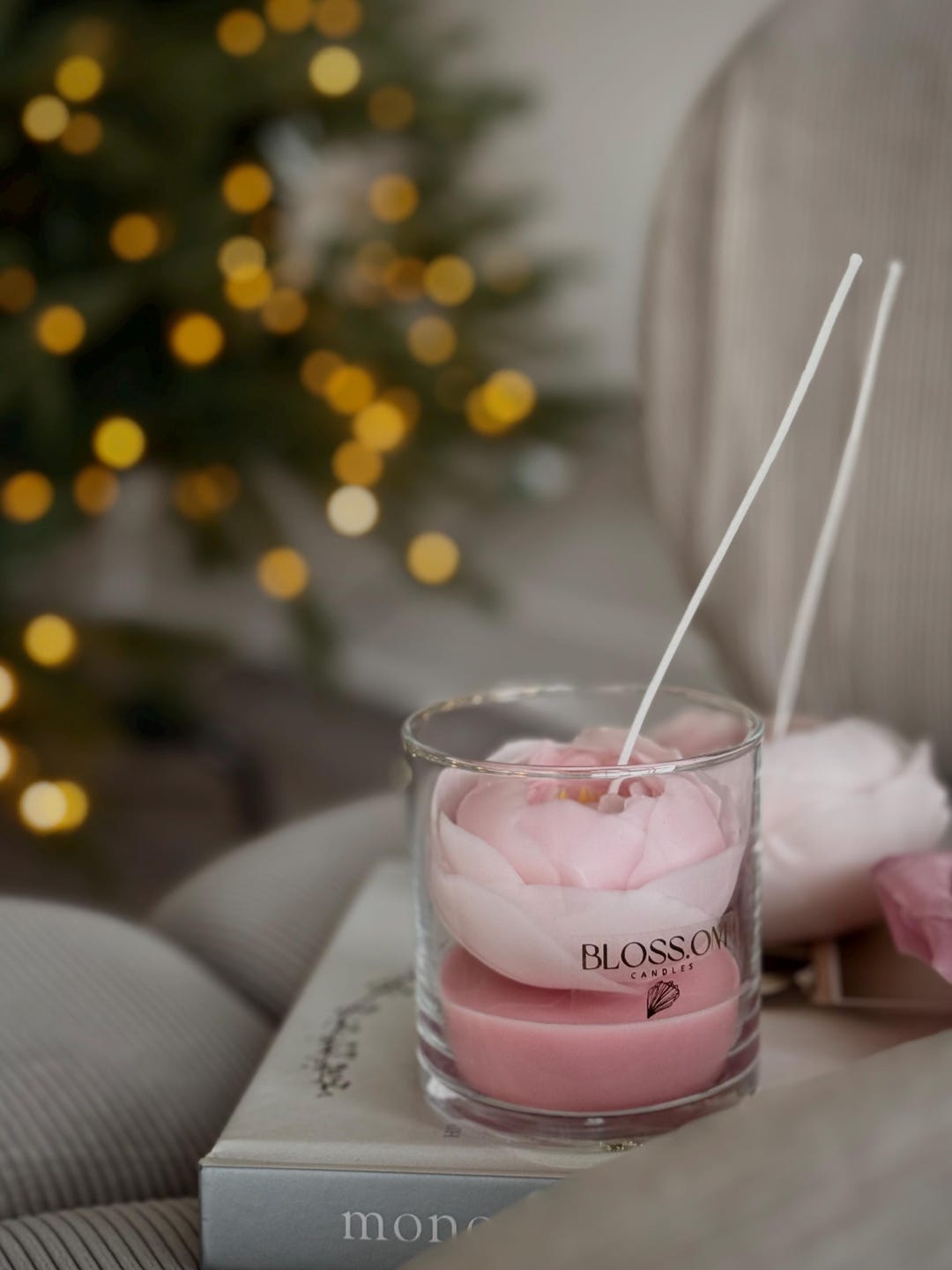 Powdered Pink Candle in Small Jar, PEONY FLOWER, Luxury Gift, Unique ...