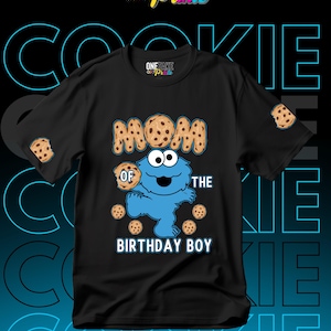 Gepersonaliseerd verjaardagsshirt koekjesmonster, aangepast bijpassend T-shirt verjaardag monsterkoekje, thema koekjesfeest, verjaardagscadeau
