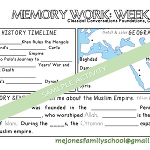 Classical Conversations Cycle 1, Memory Work Activities, Complete Cycle ...