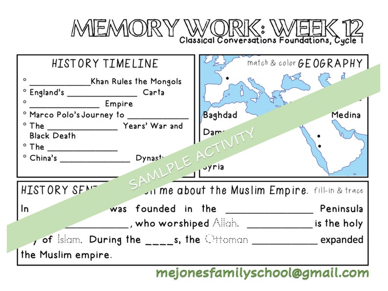 Classical Conversations Cycle 1, Memory Work Activities, Complete Cycle ...