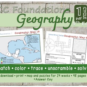 Hojas de trabajo de GEOGRAFÍA del Ciclo 1 de CC / Fundamentos de conversaciones clásicas, 5.ª edición, PDF / Mapas, rompecabezas y actividades para la educación en el hogar imprimibles