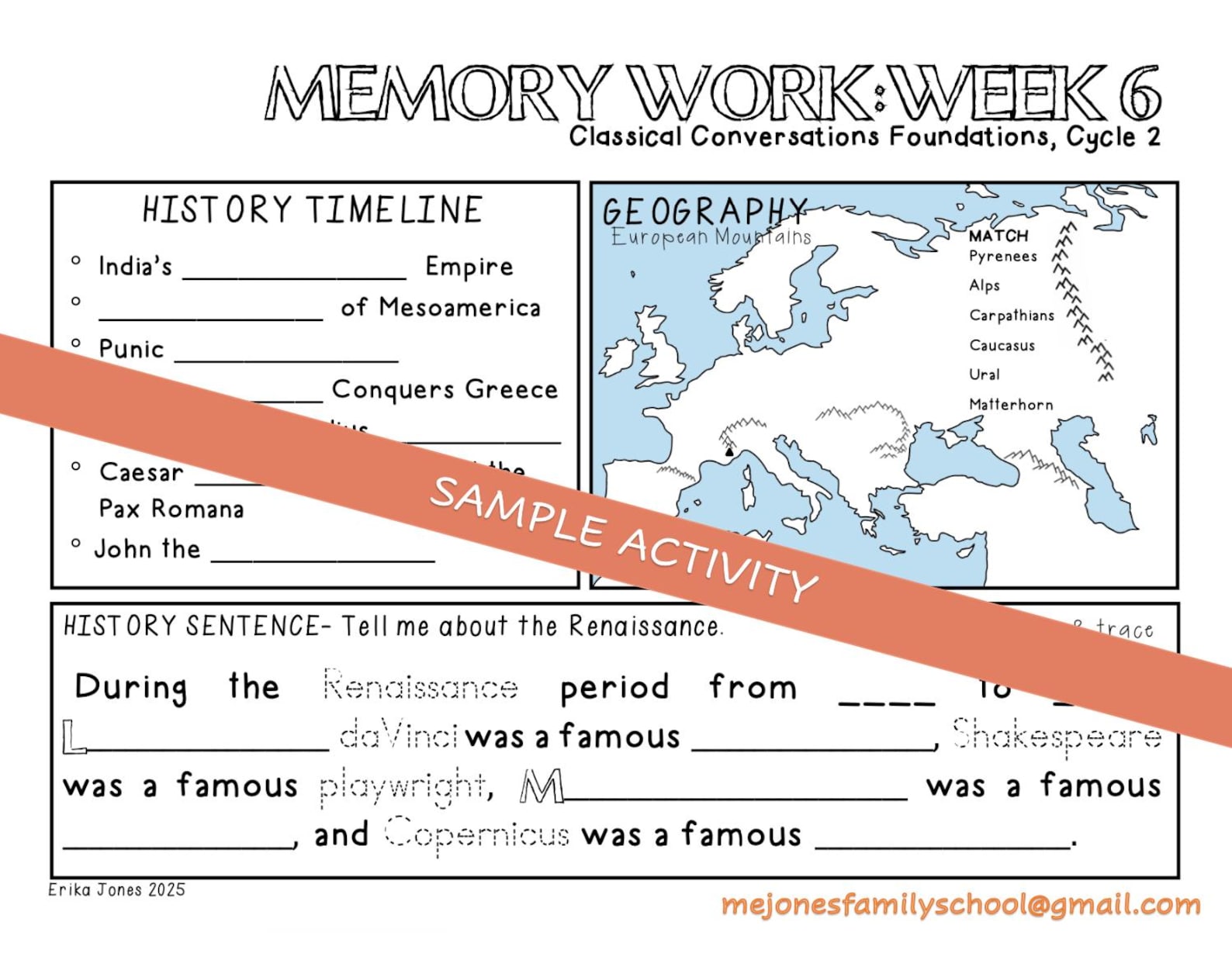CC Cycle 2 Memory Work Worksheets | Classical Conversations Foundations ...