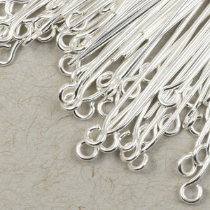 100 Pieces 1.5" 21 Gauge Silver Eye Pins - Plated Bright Silver Eyepin Findings - Silver Plated Findings for Jewelry Making   FB501
