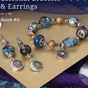 DIY BRACELET TierraCast Celestial Kit with Beads, Findings, and Instructions for a Stretch Bracelet and Earring Set - Do It Yourself Project