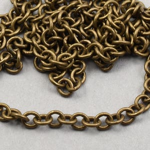 25 Foot Spool Antique Brass Chain Brass Ox 2mm Wide Cable Chain - Loose Bronze Chain for Jewelry Making Necklace Chain  (FSABC10)